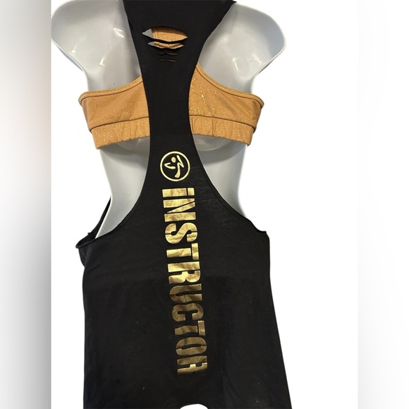 Zumba Fitness Black and Gold Women's Tank Top and Gold Bralette, Size L, GUC - Picture 3 of 6